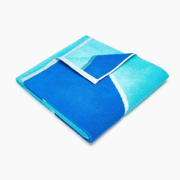 Solid & Striped Intarsia Greek Blue Colorblock Cotton Beach Pool Towel 28x60 - Picture 1 of 2